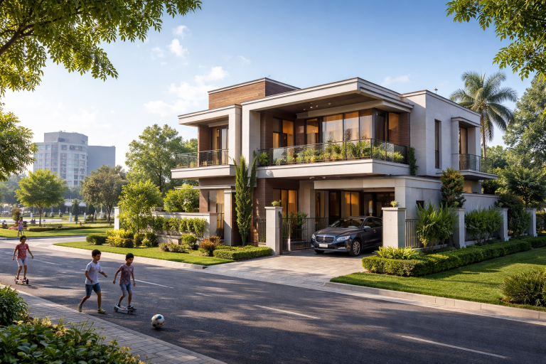 10 marla family house in safe Lahore society near schools and malls