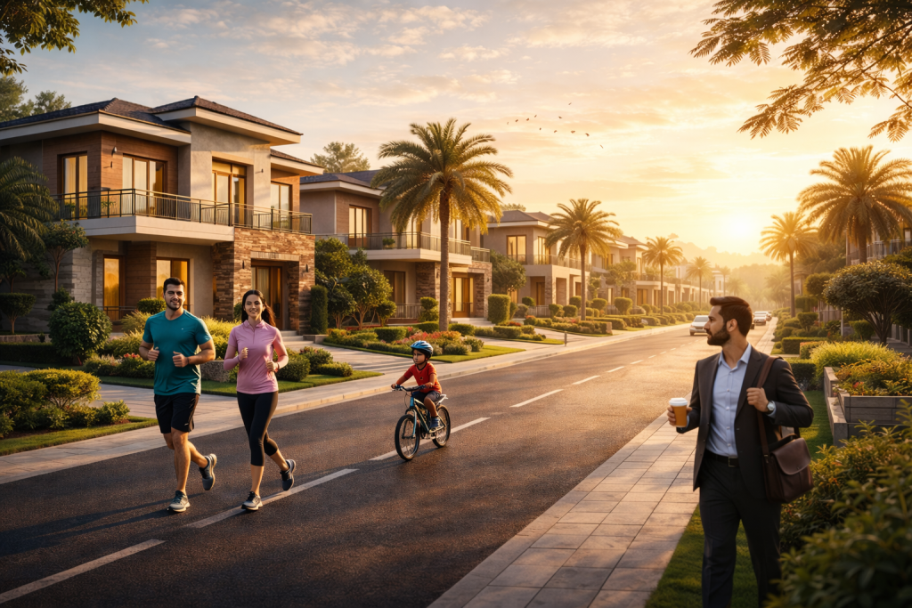 How to buy property in Pakistan safely guide showing modern housing society and houses