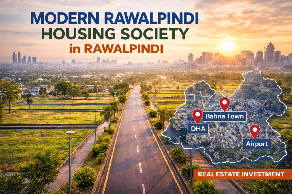 Top investment areas in Rawalpindi showing housing societies and plots
