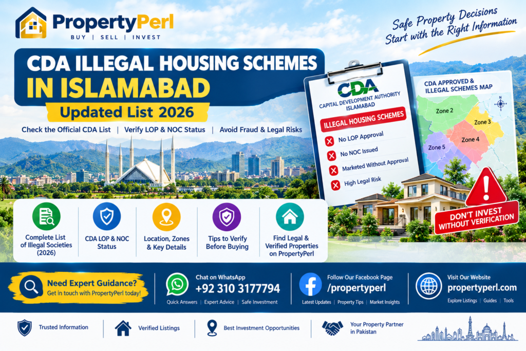 CDA illegal housing schemes in Islamabad updated list 2026 with LOP and NOC verification guide