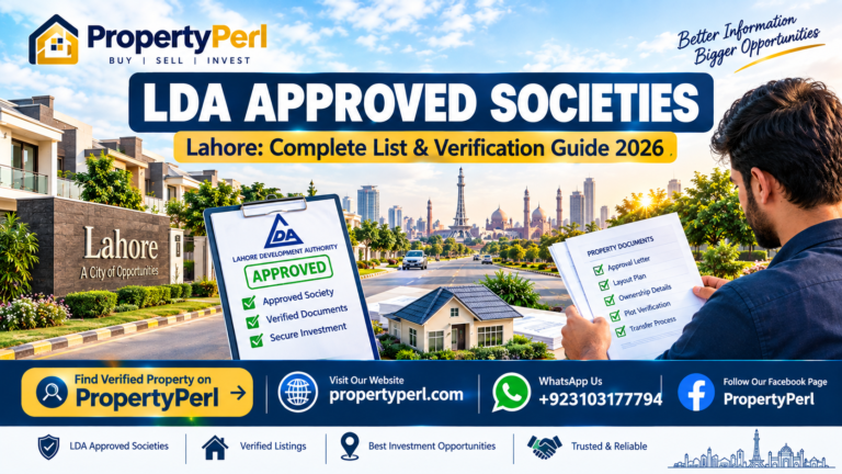 LDA approved societies in Lahore complete list and property verification guide 2026 by PropertyPerl
