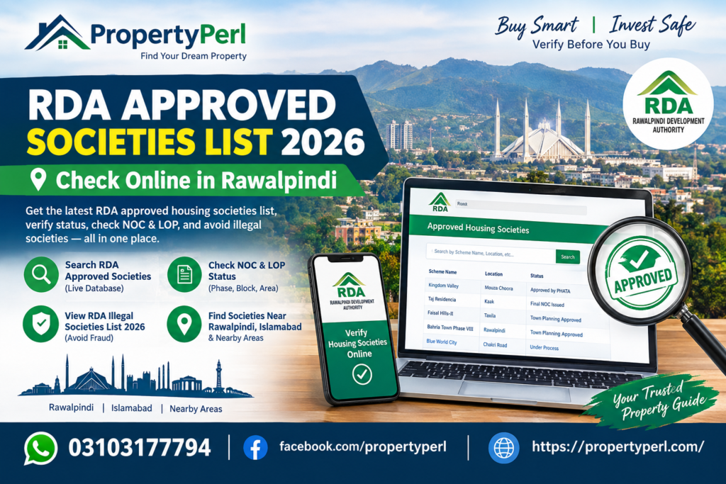 RDA approved societies list 2026 and online housing society verification in Rawalpindi