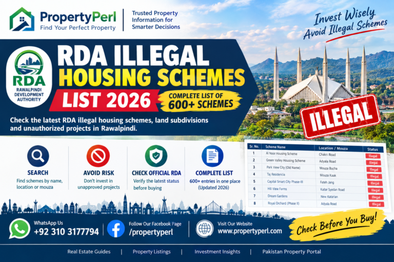 RDA illegal housing schemes list 2026 with 600 plus schemes in Rawalpindi