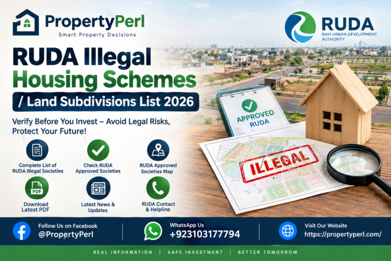 RUDA illegal housing schemes list 2026 showing illegal societies, land subdivisions and RUDA approval verification guide